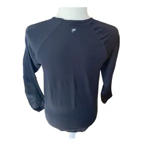 Fabletics Sync long-sleeve black perforated stretchy seamless top Size Medium M thumbnail 6