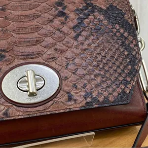 Coach Python‎ Embossed Crosstown Crossbody Bag Brown thumbnail 8