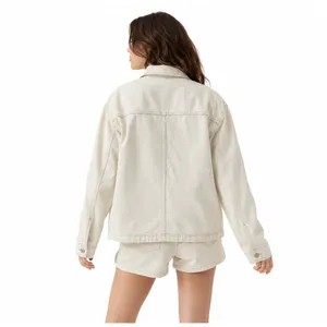 Pacsun Womens Denim Jacket XS/S Beige Oversized Y2K Shacket Trucker Coat Coastal thumbnail 2