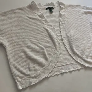 Lauren Ralph Lauren OS Linen Cotton White Cardigan Shrug Green Label thumbnail 2