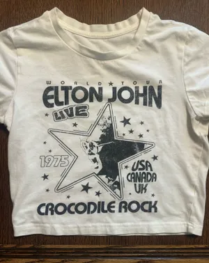 Elton John Crocodile Rock Crop Top Baby Doll T-Shirt thumbnail 1