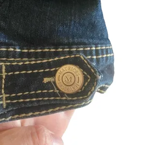 Maurices Dark Wash Short Button Up Jean Jacket Aztec‎ Embroidery Detail Size M thumbnail 5