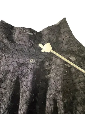 Moda International Black Lace Mock Neck Top M Sheer Long Sleeve Y2K Goth Grunge thumbnail 10