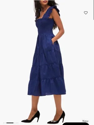 Hill House Ellie Nap Tiered Ruffle Midi Dress Navy Blue Size Medium thumbnail 2