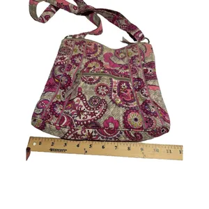 Vera Bradley Crossbody Pink Gray Paisley Medium Pockets Zippered Women's RR-1‎ thumbnail 7