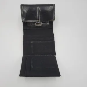Liz Claiborne Women's Wallet One Size Black Leather Stitch Tri Fold Back Zip thumbnail 3