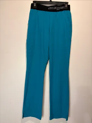 Sketchers by Barco 3 Pocket Stretch Scrub Pants Teal Elastic Waistband Size S thumbnail 2