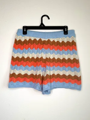 Rip Curl Women's Santorini Sun Crochet Shorts Striped Crochet Knit High-Waist thumbnail 6
