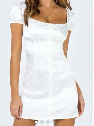 Princess Polly New White Tyra Mini Dress Satin Cottagecore Peasant Bridal thumbnail 1
