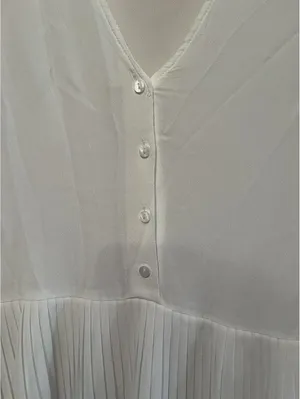 Zara‎ White Pleated Tiered Tunic Blouse Size M thumbnail 4