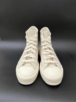 CONVERSE Chuck Taylor All Star Lift Platform High Tops Beige Suede Lilac Piping thumbnail 2