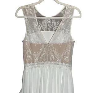 NEW Dress the Population gorgeous flowy white tan wedding formal dress sz S‎ thumbnail 5
