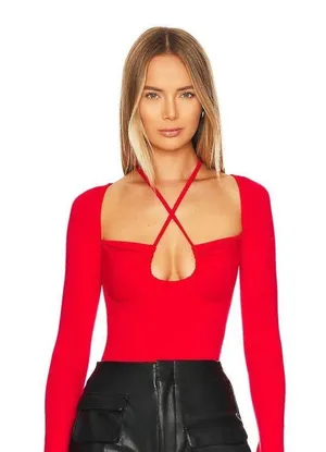 Revolve Superdown Storme long sleeve Bodysuit in Red thumbnail 3