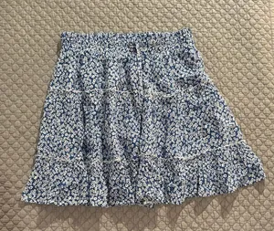 Princess Polly Blue Floral Tiered Skater Skirt thumbnail 1