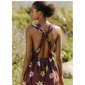 Anthropologie Celandine Linen-Blend Sleeveless Deep-V Romper Sz M Resort Beach thumbnail 3
