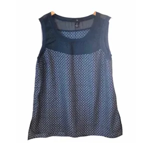Gap Geometric Blue Sleeveless Top Blouse S 4 6 Business Casual Lightweight thumbnail 2