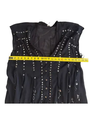 Free People Aston Black Studded Button-Front Sheer Tunic Dress Size Medium. A1 thumbnail 14