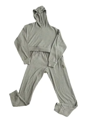 Alo Muse Set Hoodie & Joggers Ribbed Gravel Heather Size Small thumbnail 1