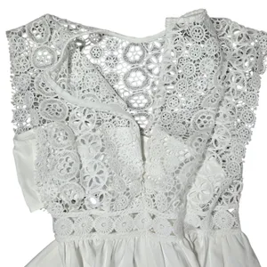 Area‎ Stars White Lace Trim Dress Medium NWT Crochet Boho Coquette Mini thumbnail 3