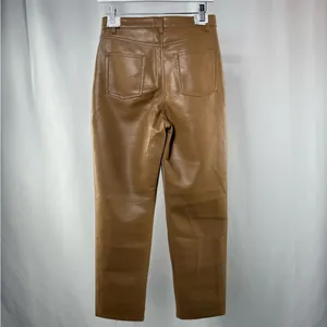 Aritzia Wilfred Melina Straight Leg‎ Vegan Leather Pants in Light Brown Size 4 thumbnail 5