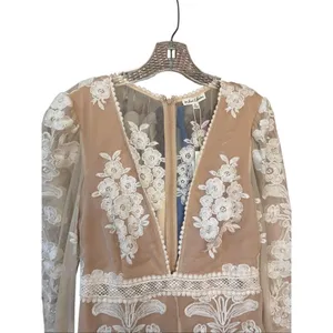 Free People For Love Lemons Temecula Jumpsuit Floral Embroidery Ivory Medium thumbnail 12