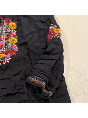 Kyla Seo Black Embroidered Top Women's Large thumbnail 5