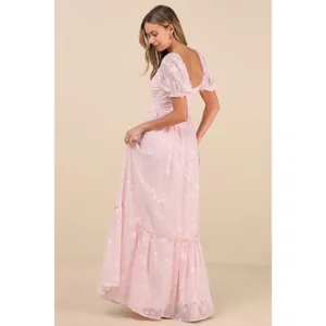 NWT Lulus Phenomenal Sweetness Pink Floral Burnout Bustier Maxi Dress Gala Sz XL thumbnail 3