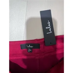 Lulus NWT Women Small Cherry Berry Red Satin Silky Wide Leg Trouser Pants Fall thumbnail 4