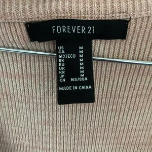 Forever‎ 21 Nude Pink Side Slit Ribbed Short Sleeve Silhouette Dress Size M thumbnail 8