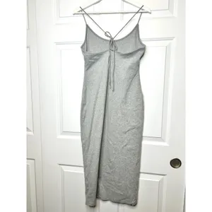 Lovers and‎ Friends Midi Dress Large Grey New Ribbed Lace Up Back Bodycon thumbnail 3