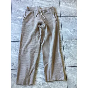 FIGS Ribbed Knit Wide Leg Lounge Pants Tan XS W18LW3003 Drawstring Pockets thumbnail 3