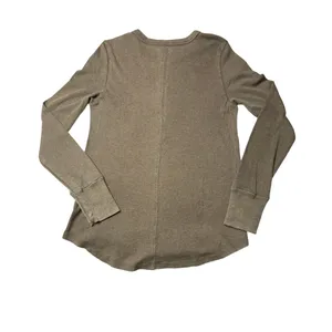 Aerie Brown Ribbed Henley Long Sleeve Layering Top Size Medium thumbnail 5