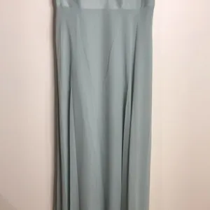 David's Bridal Women's Dusty Sage Long Spaghetti V Neck Formal Dress 4 thumbnail 4