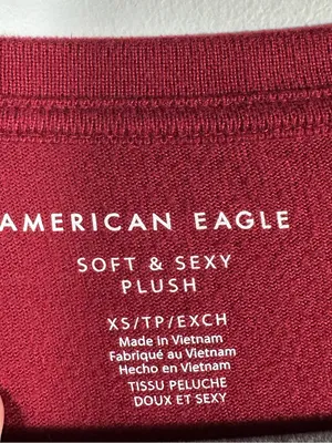 American Eagle Soft & Sexy Plush V-Neck Long Sleeve Tee‎ Red Size XS thumbnail 6