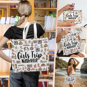 NEW!Girls Trip Nashville Canvas Tote and Pouch Set thumbnail 7