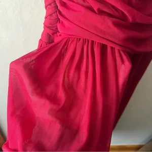 Red One Shoulder Ruched Bodycon Maxi Dress Size Large thumbnail 3
