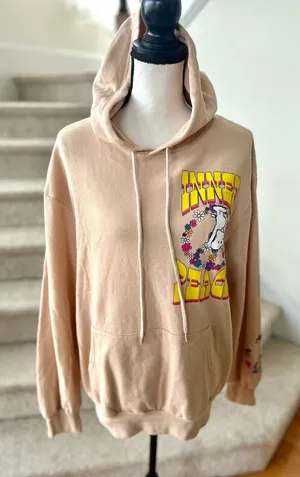 Peanuts Inner Peace Snoopy Tan Floral Graphic Hoodie thumbnail 1