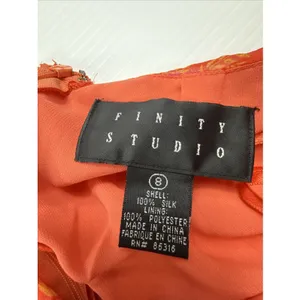 Finity Studio 100% silk Wrap dress vibrant pink‎ and orange floral Size 8 thumbnail 2