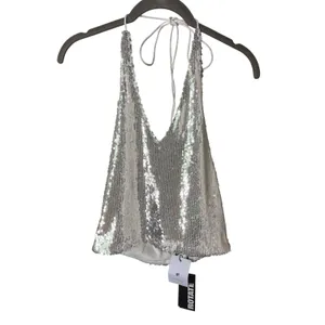 ROTATE Birger Christensen White‎ Sequin Halter Top & Pencil Midi Skirt Set NWT thumbnail 4