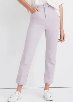 Madewell The Momjean Overdyed Edition‎ Pale Lilac High Rise Jeans AJ216 Size 25 thumbnail 1