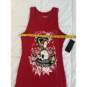NWT Ed Hardy Dress Red Cobra Ribbed Tank Snake Skull Y2K Biker Rocker Tattoo MTV thumbnail 4