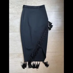 asos Form Fitting size 6 Black Tassels Skirt Made In UK‎ thumbnail 6