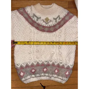 Vintage Nuggets Chunky Hand Knit Cream Grandma Sweater‎ Boho Cottagecore Size M thumbnail 5