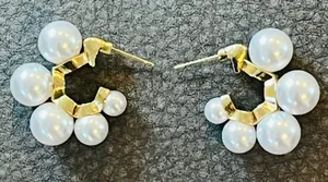Anthropologie Lake Life Chunky Ascending Pearl Hoop Earrings thumbnail 11
