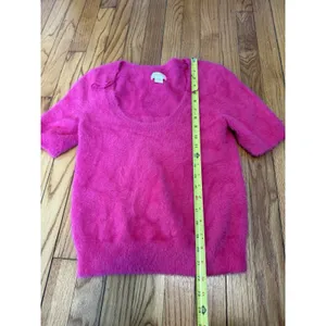 Maeve Anthropologie Pink Rona Eyelash‎ Deep Scoop Neck Fuzzy Sweater Small thumbnail 6