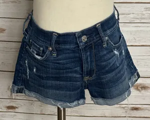 Abercrombie & Fitch dark wash distressed rolled cuff stretch denim jeans Size 24 thumbnail 1