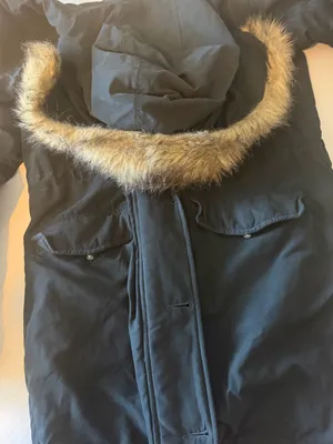 Abercrombie & Fitch Black Hooded Puffer Parka Faux-Fur Trim Sherpa Lined size M thumbnail 5