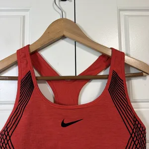 Nike Sports Bra Women Medium Red Black Graphic Racerback Activewear thumbnail 3
