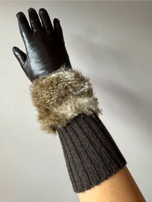 Club Monaco Women’s Chocolate Brown Leather Wool Cashmere Gloves Size Small thumbnail 9
