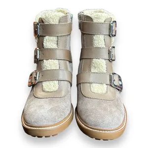 Vince Camuto Klerica Leather and Faux Fur Moto/Hiker Boot Taupe Size‎ 7M thumbnail 2